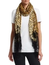 VALENTINO Lace-Trimmed Leopard Shawl