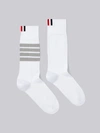 Thom Browne 4-bar Stripe Mid Calf Socks In White