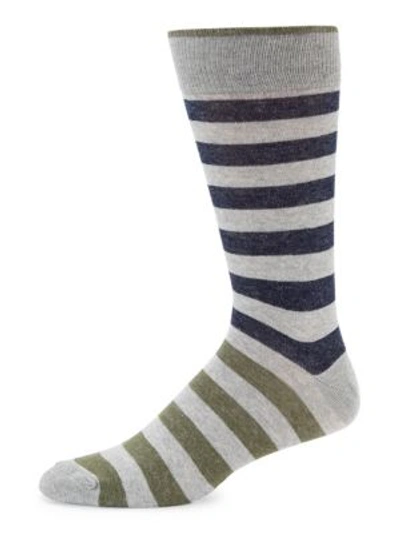Saks Fifth Avenue Men's Collection Multicolor Rugby Stripe Socks In Grey