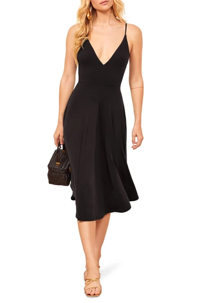 sexy black formal dress Sexy A Line V Neck Backless Black Prom Dresses with Slit, V Neck Black –  abcprom main image 0