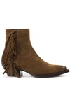 SAINT LAURENT LUKAS ANKLE BOOTS IN CAMEL SUEDE,10970029