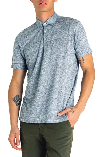 Good Man Brand Slim Fit Short Sleeve Heathered Linen Polo In Indigo Heather