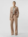 BURBERRY Leather Harness Detail Wool Tailored Jacket