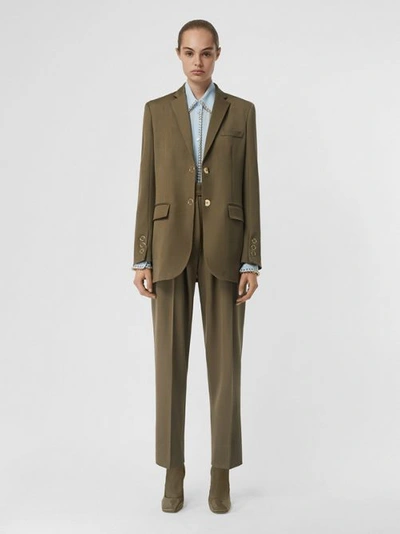 Burberry Press-stud Wool Twill Tailored Jacket In Beige