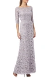 Js Collections Bateau Neck Lace Gown In Dusty Lavender