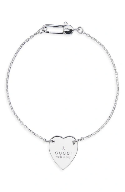 Gucci Sterling Silver Heart Bracelet With Trademark