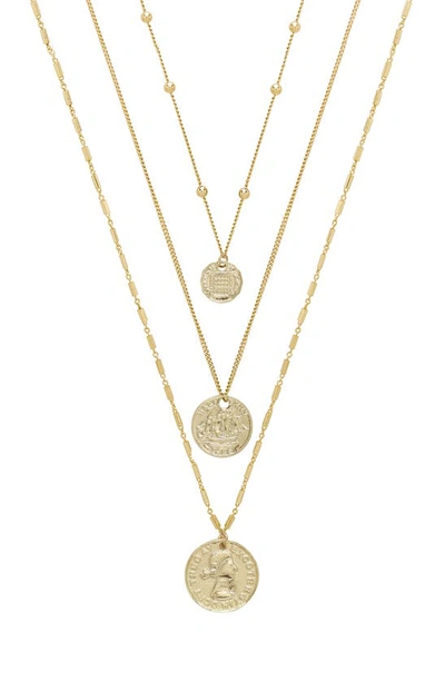Ettika Set Of 3 Coin Pendant Necklaces In Gold