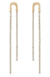 Ettika Double Crystal Chain Drop Earrings In Gold