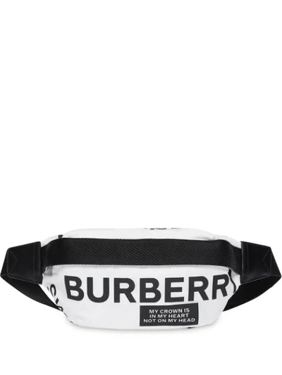 Burberry Medium Logo Print Belt Bag In White