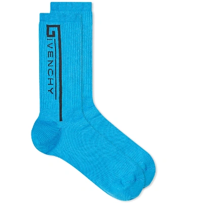 Givenchy Logo Sport Sock In Blue