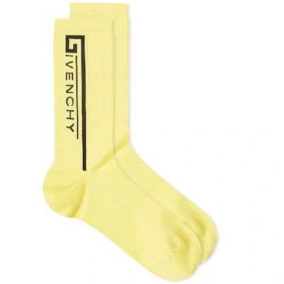 Givenchy Logo Sport Sock In Yellow
