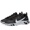 Nike Black & White React Element 55 Sneakers In Black