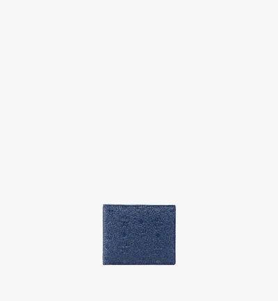 Mcm Tivitat Bifold Wallet In Monogram Leather In Navy Blue