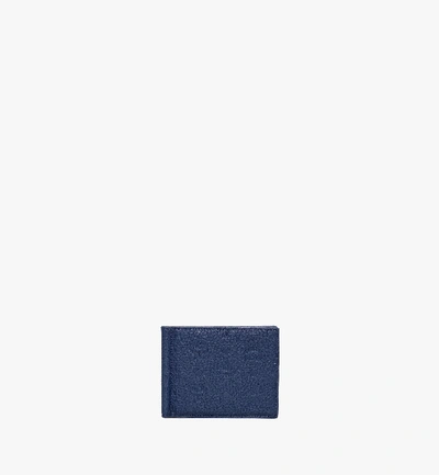 Mcm Brieftasche Aus Tivitat-leder Mit Geldscheinklammer In Navy Blue