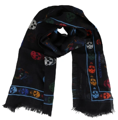 Alexander Mcqueen Colourful Skulls Scarf In Multi