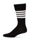 Thom Browne Mid-calf Stripe Socks In Black