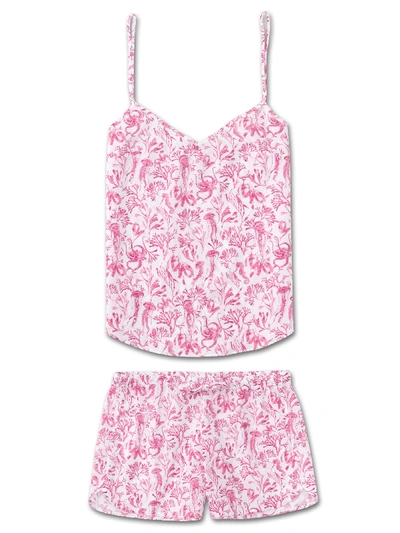 Derek Rose Women's Cami Short Pyjama Set Ledbury 22 Cotton Batiste Pink