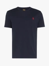 POLO RALPH LAUREN BLUE EMBROIDERED LOGO COTTON T-SHIRT,71068078500413998285