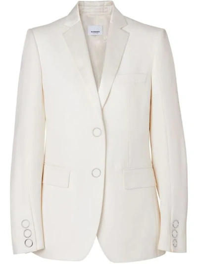 Burberry Single-breasted Satin-lapel Wool Jacket In Neutrals