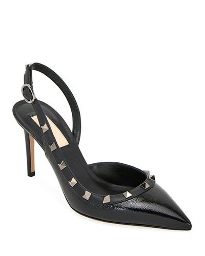 Valentino Garavani Rockstud Leather Slingback Pumps In Rubin