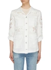 ALICE AND OLIVIA 'Charline' lace panel lyocell military jacket