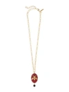 Oscar De La Renta Goldtone Oval Agate & Fly Pendant Link Necklace In Black