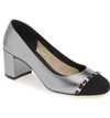 Ferragamo Women's Avella Metallic Leather Block-heel Pumps In Silver