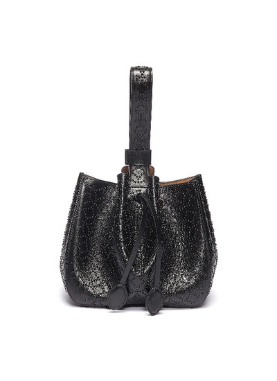 Alaïa 'rose-marie Arabesque' Small Geometric Stud Leather Bucket Bag In Black