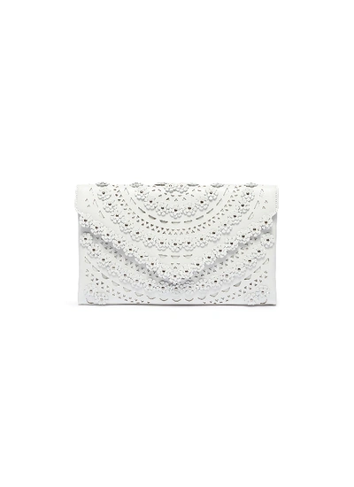 Alaïa 'oum' Floral Stud Geometric Lasercut Leather Envelope Clutch