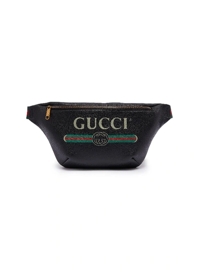 Gucci Logo Print Leather Bum Bag