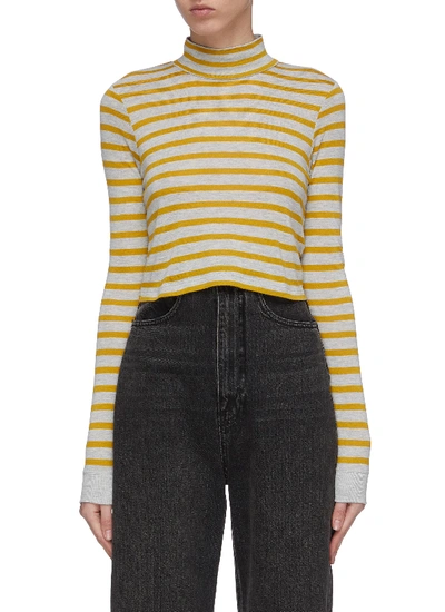 Alexander Wang T Stripe Mock Neck Long Sleeve T-shirt