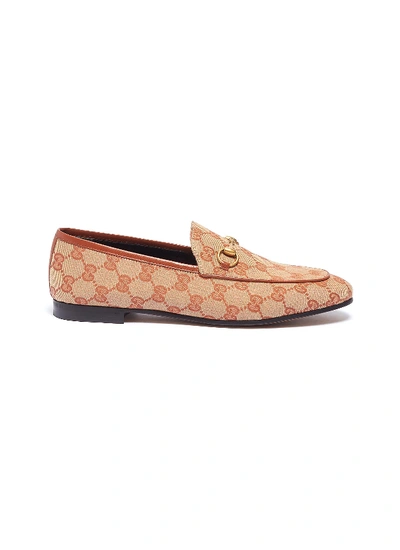 Gucci 'jordaan' Gg Embroidered Canvas Horsebit Loafers