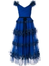 MARCHESA NOTTE tulle off the shoulder dress