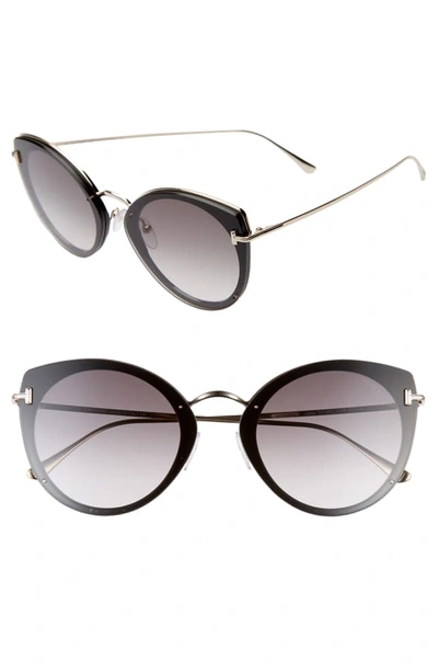 Tom Ford Acetate & Metal Cat-eye Sunglasses In Black/ Gold/ Gradient Smoke