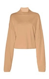 SALLY LAPOINTE OVERSIZED WOOL, SILK AND CASHMERE CROPPED MOCKNECK TOP,755623