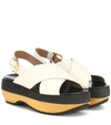 MARNI PLATFORM LEATHER SANDALS,P00393455