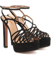 AQUAZZURA MONROE PLATEAU 130 SUEDE SANDALS,P00396422