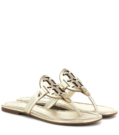 Tory Burch Miller Metallic Leather Sandals In Silver