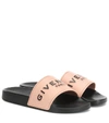 Givenchy 10mm Logo Embossed Rubber Slide Sandals In Pink