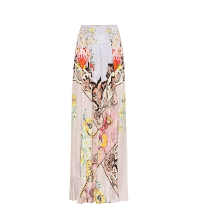 Etro Patchwork-effect Floral-jacquard Maxi Skirt In Purple
