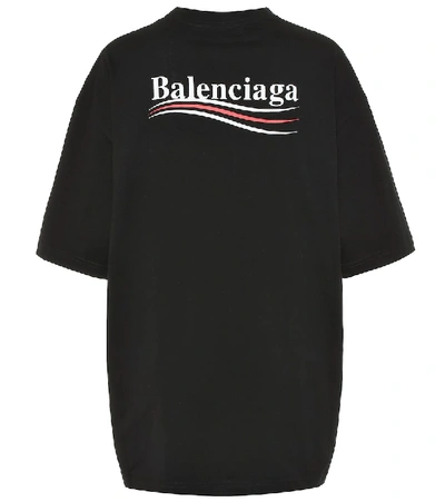 Balenciaga Logo Cotton T-shirt In Black