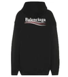 Balenciaga Logo Cotton Hoodie In Black