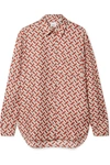 Burberry Godwit Monogram Print Silk Shirt In Red