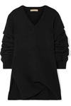 MICHAEL KORS ASYMMETRIC RUCHED CASHMERE SWEATER