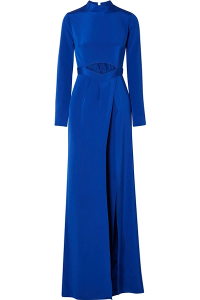 Burnett New York Cutout Layered Silk-crepe Wide-leg Jumpsuit In Cobalt Blue