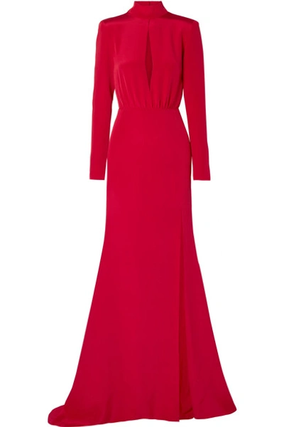 Burnett New York Cutout Silk-crepe Gown In Red