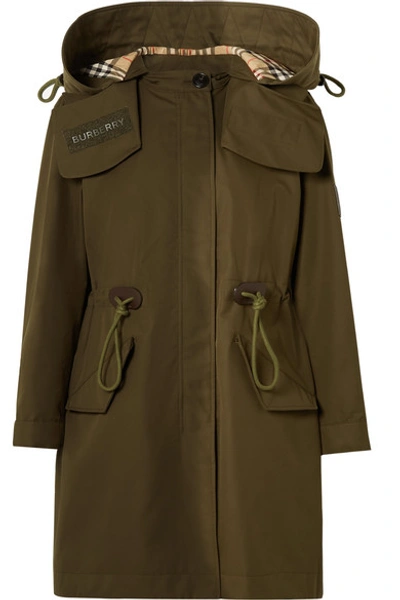 Burberry Oversized Hooded Cotton-gabardine Parka In Army Green