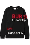 Burberry Intarsia Merino Wool-blend Sweater In Black