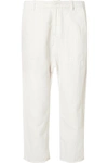 Nili Lotan Luna Cropped Cotton And Linen-blend Twill Pants In White