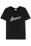 Saint Laurent Printed Cotton-jersey T-shirt In Black